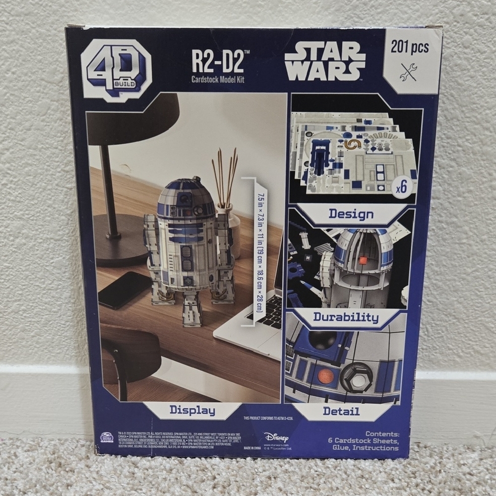 Star Wars R2-D2 4D Build Cardstock Model Kit - 201 Pieces - Picture 2 of 6